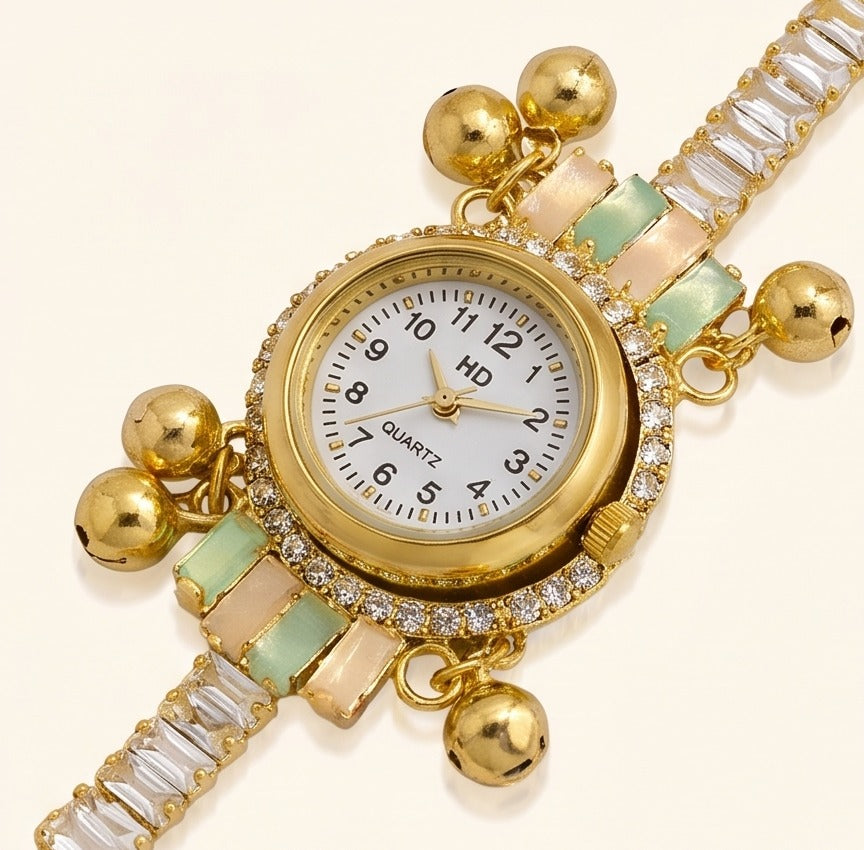 Kishori Golden Charm Bracelet Watch