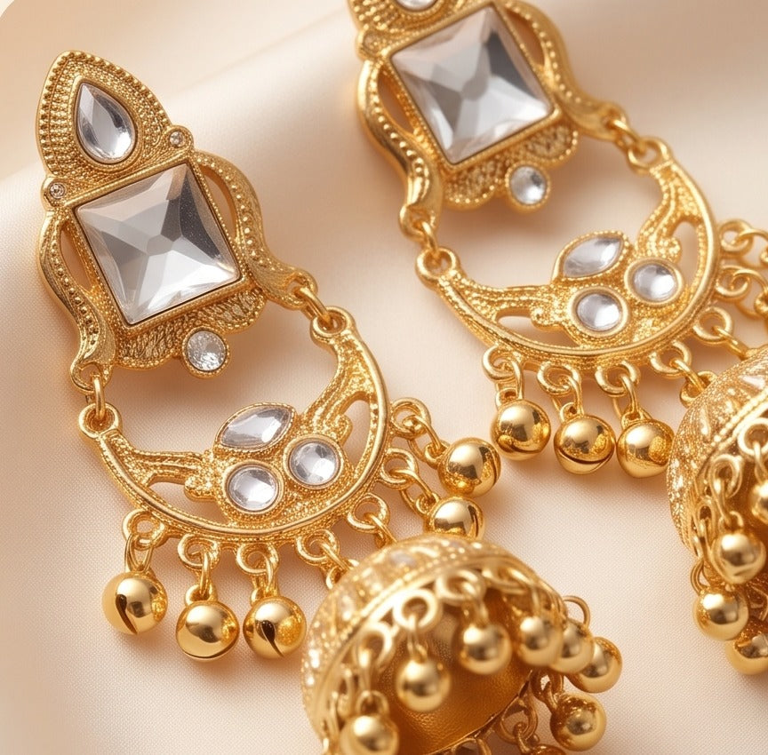 Kishori Traditional Golden Jhumka Earrings